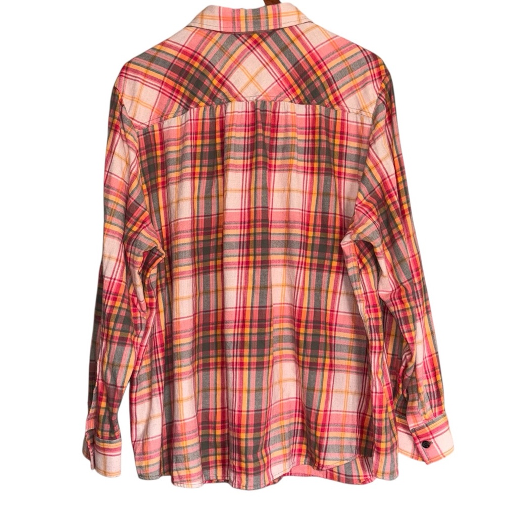Lands End Boyfriend Fit Plaid Button Down Cotton Flannel Size 2X - Picture 5 of 12